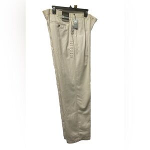 Mens New Van Heusen Dress Pants 38x34 Tan Khaki Slack Chino Trouser Pleaded